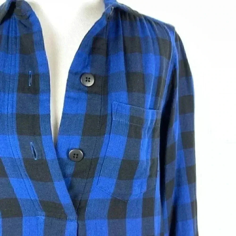 Madewell latitude shirt dress XXS black blue E1510 - Picture 2 of 16